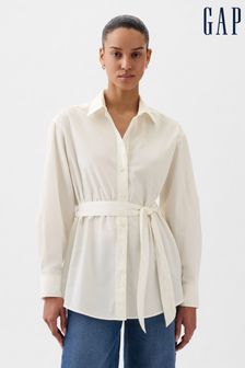 Blanc - Gap grande chemise en coton bio à ceinture (K75030) | €53