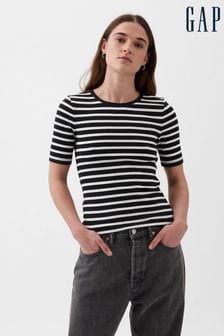 Gap Black/White Stripe Modern Crew Neck Short Sleeve T-Shirt (K75037) | €22.50
