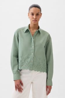 Зеленый - Gap укороченная рубашка с фигурным подолом и люверсами (K75041) | €62