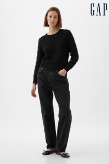 Negro - Suéter de manga larga de cuello redondo calado de Gap (K75046) | 50 €
