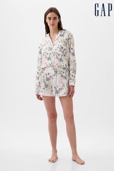Weißes Modell mit floralem Muster - Gap Pyjama-Shorts aus Popeline (K75055) | 39 €