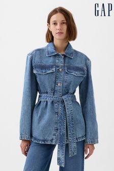 Джинсовая куртка-рубашка средней длины с поясом Gap (K75062) | €79