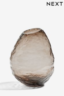 Grey Smoked Textured Glass Vase (K75189) | $53