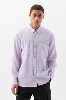 Пурпурный - Льняная рубашка с длинными рукавами Gap Blend (K75218) | €76