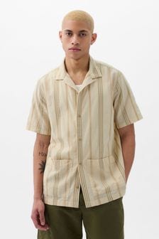 Gap Beige Linen-Cotton Resort Short Sleeve Shirt (K75232) | €43