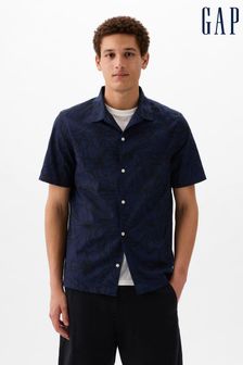 Gap Blue Resort Poplin Print Shirt in Standard Fit (K75233) | kr454