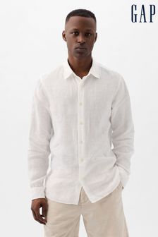 Weiß - Gap Langärmeliges Hemd aus Leinen und Baumwolle (K75236) | 78 €