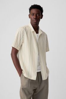 Gap Cream Jacquard Striped Short Sleeve Shirt (K75240) | €41