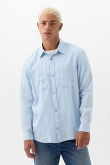 Gap Blue Linen Blend Long Sleeve Shirt (K75253) | €78