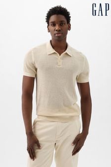 Gap Cream Textured Short Sleeve Polo Shirt (K75267) | €48