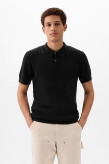 Schwarz - Gap Texturiertes kurzärmeliges Polo-Shirt (K75269) | 55 €