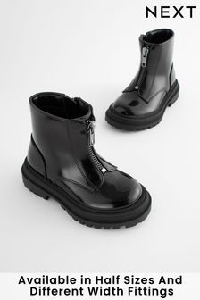 Flat black chunky boots store