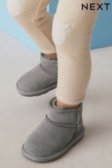 Grey Mini Suede Pull On Ankle Boots (K75306) | $41 - $48