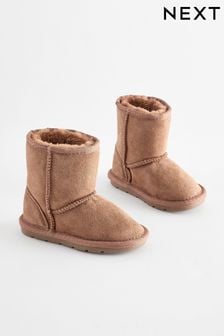 Tan Brown Tall Mini Suede Pull On Boots (K75307) | OMR12 - OMR14