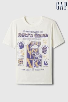 Weiß/Gamerdesign - Gap Kurzärmeliges Rundhals-T-Shirt mit Grafik (4-13yrs) (K75319) | 16 €