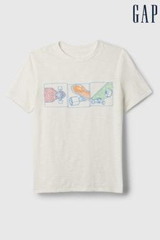 Weiß - Gap T-Shirt mit Rundhalsausschnitt und Grafik (4-13yrs) (K75337) | 22 €