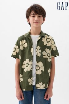 Зеленый - Хлопковая рубашка с короткими рукавами и принтом Gap (4-13 лет) (K75341) | €24