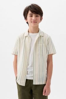Белый - Хлопковая рубашка с короткими рукавами и принтом Gap (4-13 лет) (K75344) | €24