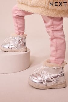 Girls Boots Silver Plain Footwear Next United Arab Emirates