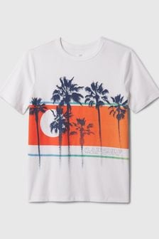 Weiß/Sommer - Gap Kurzärmeliges Rundhals-T-Shirt mit Grafik (4-13yrs) (K75370) | 16 €