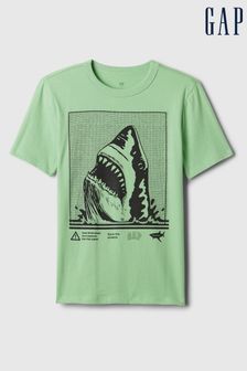 Grüner Hai - Gap Kurzärmeliges Rundhals-T-Shirt mit Grafik (4-13yrs) (K75376) | 16 €