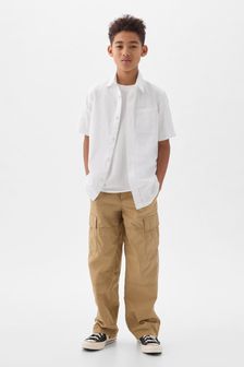 Gap White Short Sleeve Linen Cotton Shirt (4-13yrs) (K75377) | €24