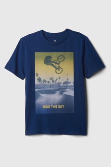 Bleu foncé - T-shirt à Col ras du cou Manche courte graphique Gap (4-13 ans) (K75393) | €16
