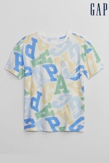 Weiß/Blau/Grün - Gap T-Shirt mit Rundhalsausschnitt, Grafik und Logo (4-13yrs) (K75399) | 16 €