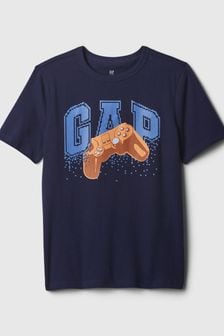 Gap Navy Blue Gamer Logo Graphic Short Sleeve Crew Neck T-Shirt (4-13yrs) (K75402) | €14