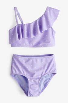 Gap Purple Dot Asymmetric Ruffle Bikini (4-12yrs) (K75414) | kr460
