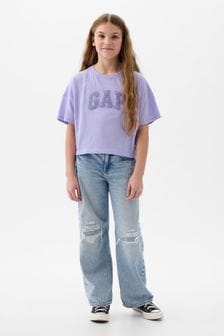 Violett strukturiert 3D - Gap T-Shirt mit Rundhalsausschnitt, Grafik und Logo (4-13yrs) (K75438) | 22 €