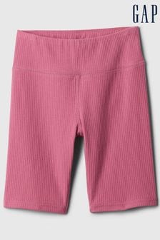 Roz - Pantaloni scurți de ciclism din tricot cu talie elastică Gap Striat (4-13ani) (K75443) | 72 LEI