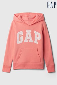 Różowy - Bluza z kapturem Gap z nadrukiem logo (4-13 lat) (K75444) | 125 zł
