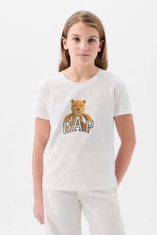 Gap White Organic Cotton Brannan Bear Logo Short Sleeve T-Shirt (4-13yrs) (K75445) | €19