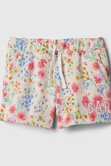 Imprimeu crem floral - Pantaloni scurți sport cu talie elastică și logo Gap (4-13ani) (K75458) | 72 LEI