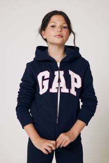 Tmavomodro-modrá - Mikina s kapucňou na zips s logom Gap (K75464) | €36