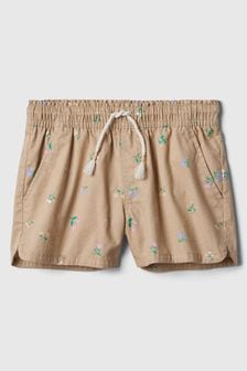 Bej - Pantaloni scurți cu talie elastică ușor din bumbac Gap (4-13ani) (K75480) | 107 LEI