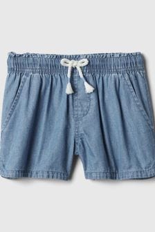 Albastru - Pantaloni scurți cu talie elastică ușor din bumbac Gap (4-13ani) (K75491) | 107 LEI