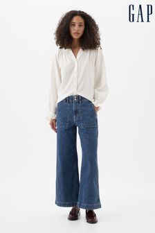 Dunkelblau - Gap Cropped-Jeans mit weitem Bein und hohem Bund (K75583) | 62 €