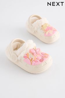 Cream Faux Fur Lined Clog Slippers (K75617) | €17 - €20