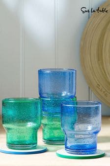 Sur La Table Set of 4 Blue Colour Me Happy Glass Tumblers (K75728) | €54