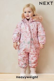 Pink Unicorn Waterproof Faux Fur Trim Printed Snowsuit (3mths-7yrs) (K75804) | $63 - $70