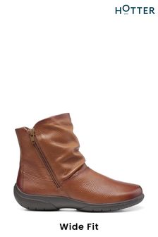 Brown - Hotter Whisper Wide Fit Zip-fastening Ankle Boots (K75883) | €113