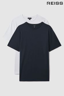 Reiss Navy/White Mikan Pack of Two Crew-Neck T-Shirts (K76092) | 353 QAR