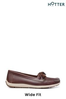 Hotter Brown Bay Slip-On Wide Fit Shoes (K76179) | LEI 531