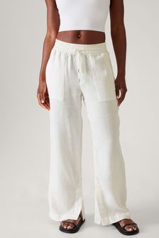 Blanc - Pantalon large en lin Athleta Retreat (K76286) | €76