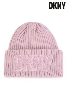 Розовый - Вязаная шапка-бини с логотипом Dkny (K76288) | €18