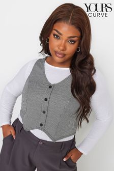 Yours Curve Grey Limited Button Front Waistcoat (K76331) | kr286