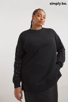 Simply Be Black Stud Sleeve Sweatshirt (K76844) | ₪ 141
