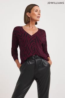 JD Williams Red Animal Print Slouch V-Neck Tunic (K76850) | LEI 107